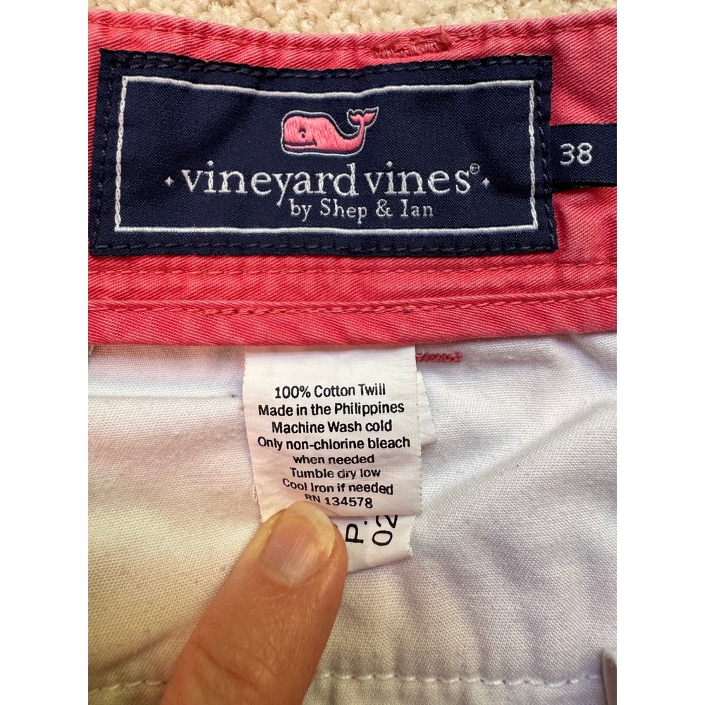 Vineyard Vines Mens Club Short Salmon Pink Cotton Twill Chino Shorts Size 38 - Picture 3 of 6